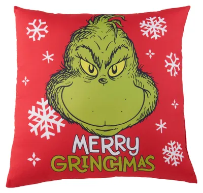 Produktbild von The Grinch Kissen - Merry Grinchmas Plüsch Dekokissen Zierkissen Kopfkissen Rot 40 x 40 cm