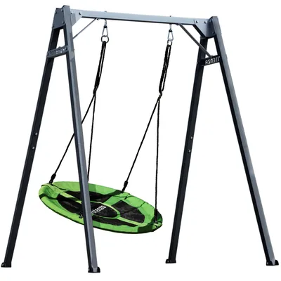 Produktbild von Potenza Kinderschaukel mit Nestschaukel Verzinktes Schaukelgestell bis 200kg belastbar Schaukel für Kinder Gartenschaukel 206x159cm I Grün