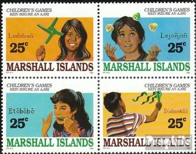 Produktbild von Briefmarken Marshall-Inseln 1990 Mi 280-283 Viererblock (kompl.Ausg.) postfrisch Kinderspiele