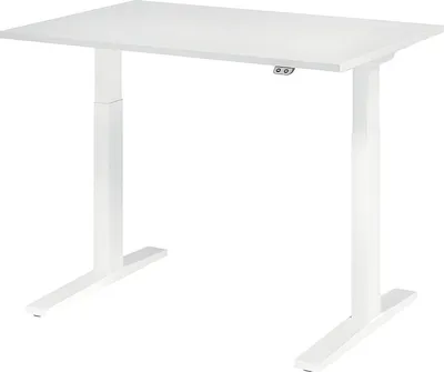 Produktbild von Sitz-Steh-Schreibtisch XMKA12, 1200 x 800 x 700-1200 mm, weiß/weiß