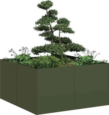 Produktbild von "2026 MODERNE"Pflanztopf/Blumenkübel Moderne - Pflanzkübel - Blumentopf Olivgrün 80x80x40cm Kaltgewalzter Stahl NEU129226 - Beete