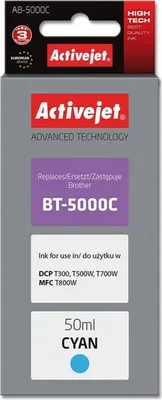 Produktbild von Activejet AB-5000C Tintenflasche (Ersatz für Brother BT-5000C; Höchst; 50 ml; cyan)