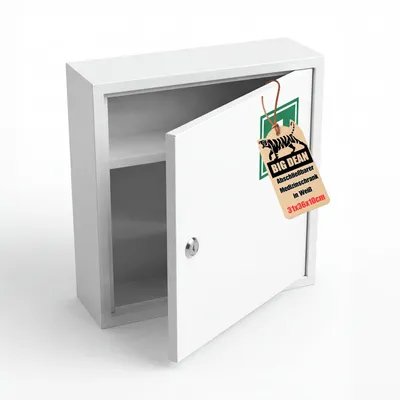 Produktbild von BigDean Medizinschrank aus Stahl abschließbar mit 2 Schlüsseln 36x31,5x10cm HXBXT