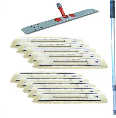 Immagine prodotto di Set di mop "Premium" con manico telescopico da 80 cm, incl. 10 panni in cotone per mop