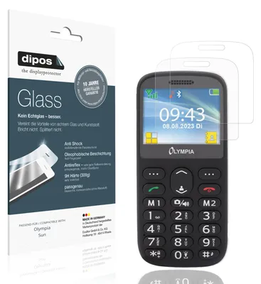 Produktbild von 2x Schutzfolie für Olympia Sun matt - Anti-Shock 9H Folie dipos Glass Kunststoffglas