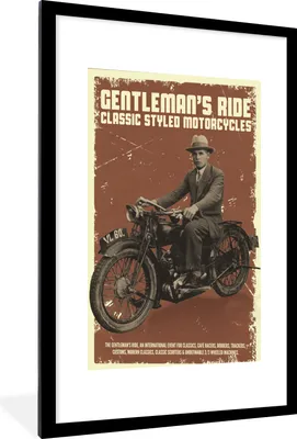 Produktbild von MuchoWow® MuchoWow® Gerahmtes Poster Mancave - Motor - Vintage - Rauchen 60x90 cm - Poster mit zchwarzem Bilderrahmen - Dekoration - Wandposter Wohnzimmer - Hochwertig