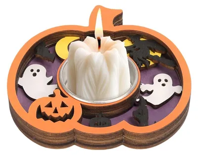 Image de Support en bois pour bougie, idéal pour la décoration d'Halloween