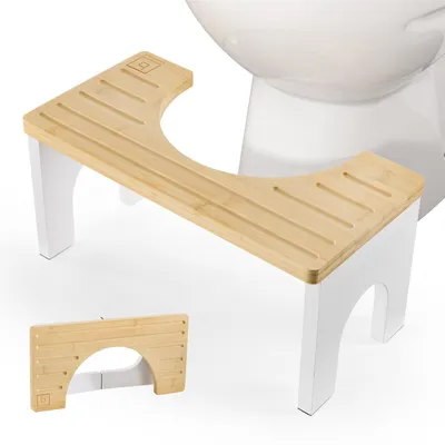 Image de Siège de toilette pour adultes - En bois, pliable - En bambou