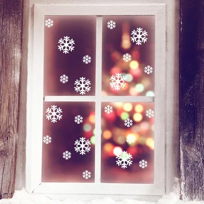 Immagine prodotto di 50 adesivi elettrostatici a forma di fiocco di neve – Adesivi autoadesivi per finestre per Natale – Decorazioni festive