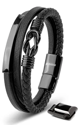 Produktbild von SERASAR Herren Armband 23cm Schwarz Leder Männer Lederband Männergeschenke