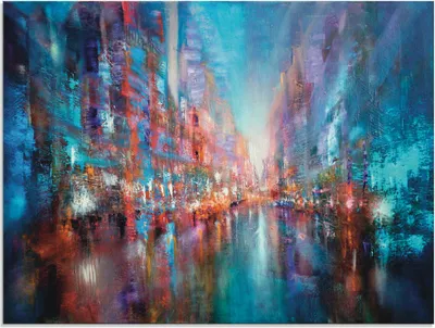 Produktbild von ARTland Glasbild Die blaue Stadt I Größe: 80x60 cm