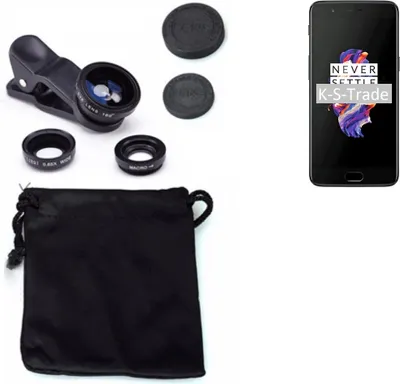 Produktbild von K-S-Trade Smartphone Kamera Linsen Set Kompatibel mit OnePlus 5 3in1 Clip-On Kamera Adapter Macro Weitwinkel FishEye Fischauge Objektiv Linse