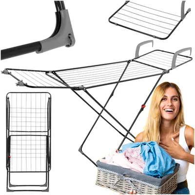 Produktbild von Springos® 3-in-1 Wäschespinne faltbar für Balkon, Badewanne und Heizkörper - platzsparend und stabil Wäscheständer