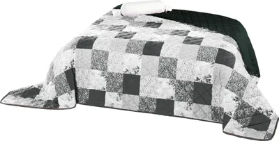 Produktbild von Tagesdecke Bettüberwurf Allzweckdecke ca. 220x240 cm Überwurf Patchwork Sofa XXL Design: Anthrazit Patchwork
