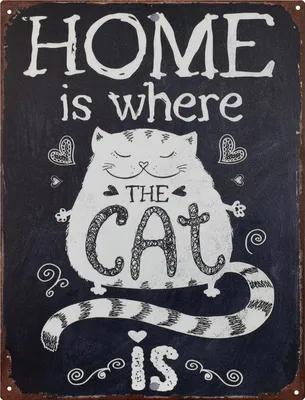 Zdjęcie produktu dla Moritz blaszany znak 25 x 33 cm Home Is Where The Cat Is dekoracyjny metalowy znak retro vintage retro powiedzenia śmieszne