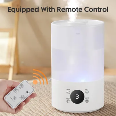 Produktbild von Luftbefeuchter & Aroma Diffuser - 4 l Tank - Fernbedienung - Timer - 7-farben RGB LED Licht - Leise <36 dB - 300 ml/h - Für Zuhause & Büro - 25 W 220 V