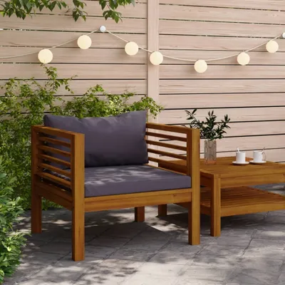 Immagine prodotto di The Living Store sedia da giardino con cuscini grigio scuro in legno massiccio di acacia