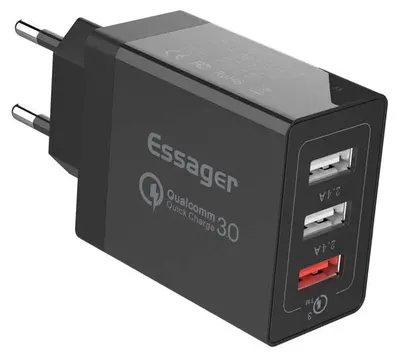 Obrázek produktu pro Nabíječka Essager ECTQC3-FBB01, 3xUSB, 30 W, černá