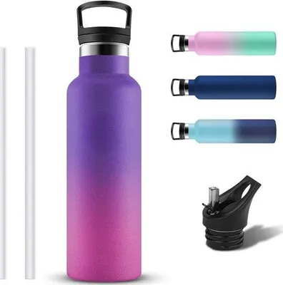 Produktbild von Famanu Trinkflasche aus Edelstahl, 500 ml/750 ml/1 l, BPA-frei, thermosflasche für Kinder und Erwachsene