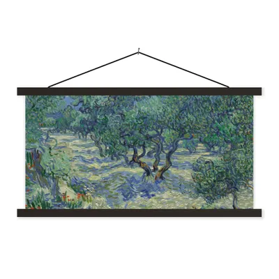 Produktbild von MuchoWow® Textilposter Der Olivenhain - Vincent van Gogh 90x45 cm mit schwarzem Rahmen - Klemmleisten