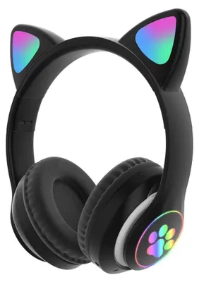 Produktbild von 360Home Kopfhörer Over-Ear-Kopfhörer niedlich Katzenohren leuchtende Bluetooth-Kopfhörer Bluetooth für Teenager Geschenk für Kinder Schwarz