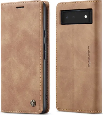 Produktbild von Google Pixel 6 Hülle, Retro Kunstledertasche mit Standfunktion Schutzhülle für Google Pixel 6 Braun
