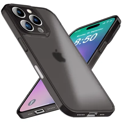 Immagine prodotto di Custodia rigida NALIA Ultra Slim per iPhone 16 Pro – Trasparente opaca e sottile 0,3 mm – PHANTOM (ultrasottile e con protezione per la fotocamera) – Marchio di Berlino – Nero