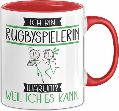 Produktbild von Rugbyspielerin Tasse Geschenk Ich Bin Rugbyspielerin Warum Weil Ich Es Kann Geschenkidee Geburtstag (Rot)