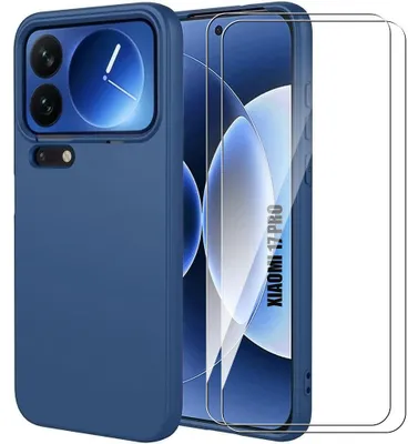 Image de Coque + 2 Verres Trempés pour Xiaomi 17 Pro, Protection Silicone Liquide Slim Souple - Bleu Marine