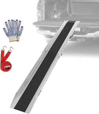 Produktbild von LIEKUMM 1 x 180 cm Auffahrrampe, Tragfähigkeit 280 kg, klappbare Stahl-Motorradrampe, Auffahrrampe für Anhänger, ATV, Motorrad, Fahrrad, Auto, Transporthilfe
