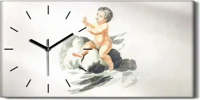 Produktbild von Wandbild Leinwand Bilder mit Uhr 60x30 Zeichnung Antike Engel Kind Baby Kunst - schwarze Hände