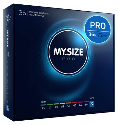 Immagine prodotto di MY.SIZE PRO Preservativi Elite taglia 8, 72 mm, XXXL, 36 preservativi, vestibilità perfetta e dimensioni adatte a tutti