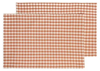 Zdjęcie produktu dla HOMLA Maty stołowe MARAVILLA bawełniane w karmelową kratkę, zestaw 2 szt. 2*30x45