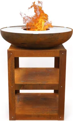 Produktbild von HEAT Outdoor Living Bakka grilovacia plancha - plancha na pečenie - miska na oheň a podstavec - zásobník na drevo - 80x80x96 cm