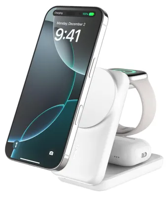 Produktbild von Belkin UltraCharge 25W Qi2 magn. 3-in-1 Lad.klappb.ws. WIZ036kqWH