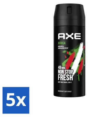 Produktbild von 5 x Axe Deodorant Bodyspray Africa - 150 ml - Vorteilspackung - 5 Stücke