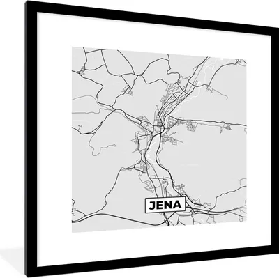 Produktbild von MuchoWow® Gerahmtes Poster Deutschland - Karte - Jena - Stadtplan 40x40 cm - Poster mit Schwarzem Bilderrahmen Wandposter Rahmen Foto Bilder - Poster - Plakat im Rahmen