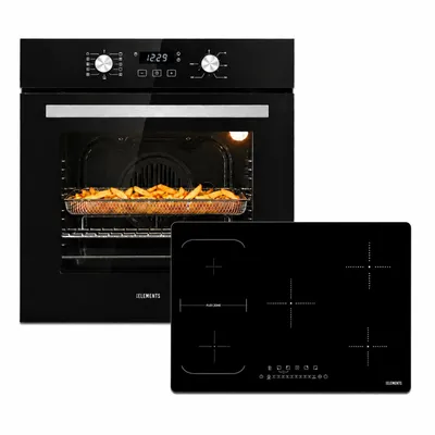 Produktbild von KB ELEMENTS Autarkes Herdset 60 cm Backofen Air Fry Steam Clean A+ mit 77 cm Induktionskochfeld 5 Zonen Flexzone