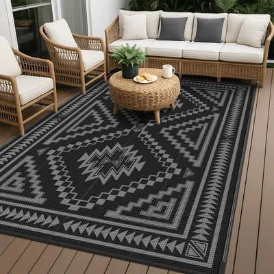 Produktbild von Omgoods – Wasserdichtes Outdoor-Teppich mit Diamantmuster für den Garten