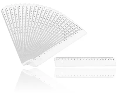 Produktbild von D.RECT Lineal 20 cm, 24 Stück, transparent, aus Kunststoff, mit cm- und mm-Einte