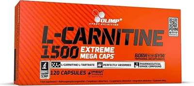 Obrázek produktu pro Olimp Nutrition L-Carnitine 1500 Extreme, Kapsle, L-karnitin, 120 kusů, 48 kcal, 200,6 kJ, 0,8 kcal