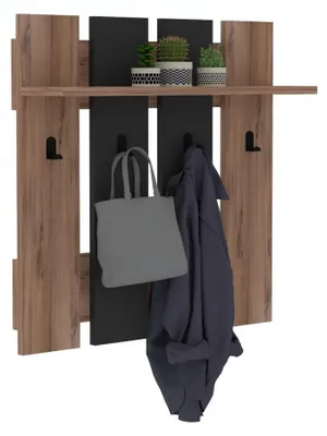 Immagine prodotto di Appendiabiti da parete con mensola in legno "Mita" - 70 x 14 x 70 cm - Grigio antracite