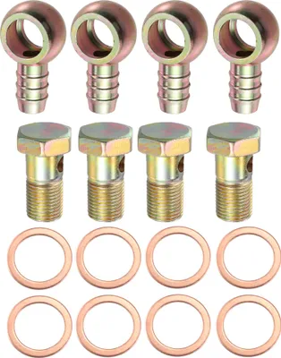 Image de 4 Ensemble Voiture Banjo Tuyau Barbillon Boulon Ajustements Métal avec 18mm Rondelles