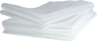 A stack of clear plastic dust bags.