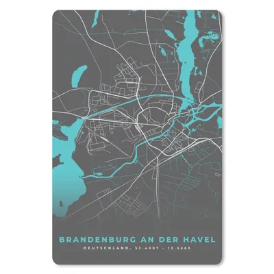 Produktbild von MuchoWow® Mauspad Mousepad Blau - Deutschland - Karte - Stadtplan - Brandenburg an der Havel 40x60 cm - Mousepads - Maus Mat - Pad - Mausunterlage - Schreibtisch Accesoire