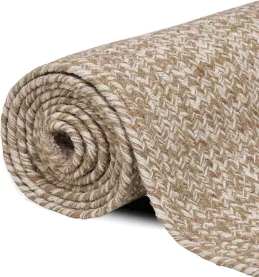Image de Tapis de salon vidaXL Naturel et blanc 80 x 300 cm Jute