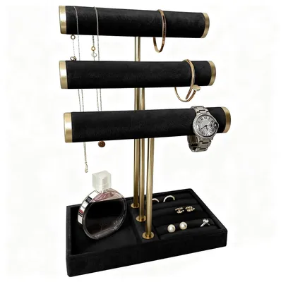 Produktbild von 3-lagiger Schmuckorganizer mit abnehmbarem Samthalter