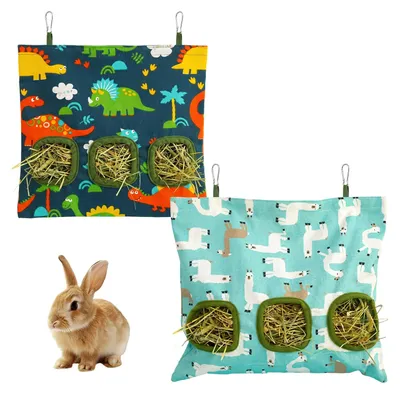 Heunetz für Kaninchen, 2 Stück, 35×28 cm, 3 Öffnungen, Canvas