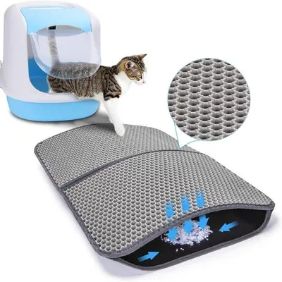 Produktbild von Famanu Katzenstreu-Matte - Antislip, Wasserfest, Faltbar - Grau, 60 x 43 cm