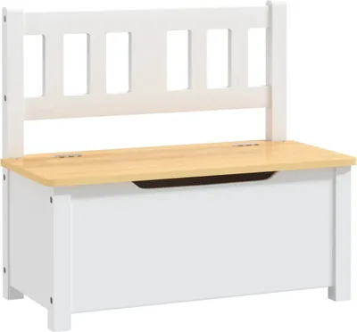 Obrázek produktu pro Dětská úložná lavice bílá a béžová 60 x 30 x 55 cm MDF